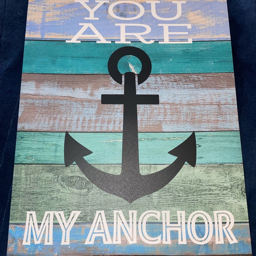 New! 20x16 “You Are My Anchor” Nautical Canvas Wall Hanging Art Sign Beach